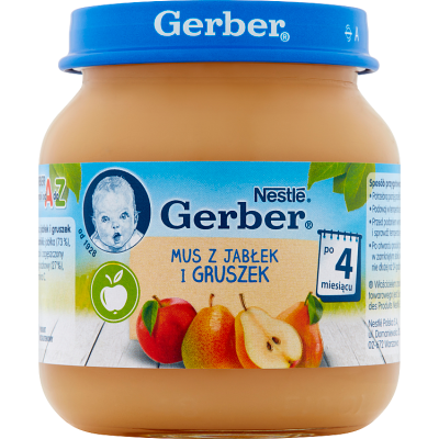 Miniaturka artykułu - Gerber deserek Mus z jabłek i gruszek po 4. miesiącu - 125 g