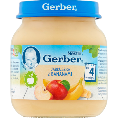 Miniaturka artykułu - Gerber  deserek Jabłuszka z bananami po 4. miesiącu - 125 g