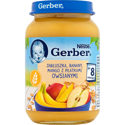 Miniaturka artykułu - Gerber Jabłuszka banany mango z płatkami owsianymi po 8. miesiącu - 190 g
