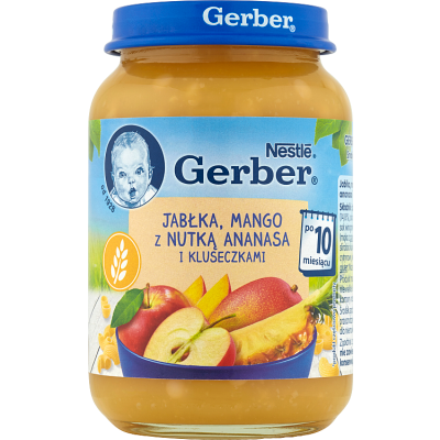 Miniaturka artykułu - Gerber Jabłka mango z nutką ananasa i kluseczkami po 10. miesiącu - 190 g
