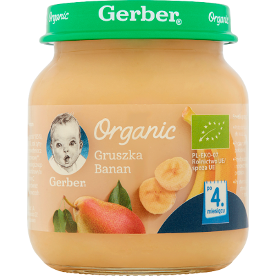 Miniaturka artykułu - Gerber Organic Gruszka banan po 4. miesiącu - 125 g