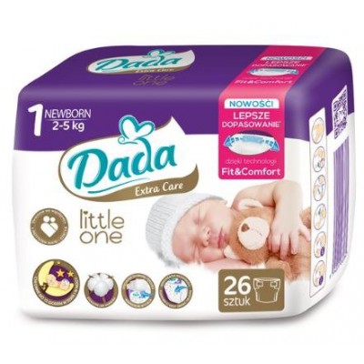 Miniaturka artykułu - DADA Extra Care Little One Pieluszki rozmiar 1 Newborn 2-5 kg - 26 szt.