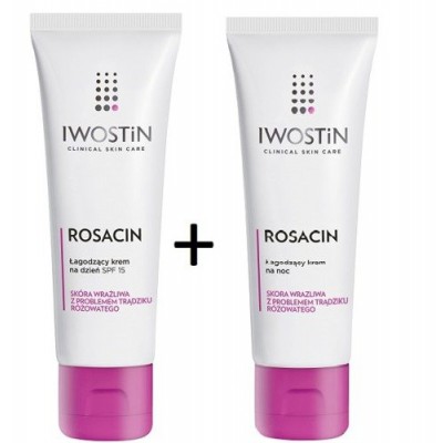 Miniaturka artykułu - IWOSTIN ROSACIN Zestaw Łagodzący krem na dzień, 40ml + Łagodzący krem na noc, 40ml