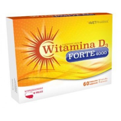 Miniaturka artykułu - Witamina D3 FORTE 4000 - 60kaps. miękk.