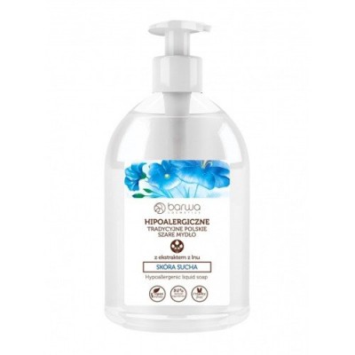 Miniaturka artykułu - BARWA Mydło Hipoalergiczne w płynie len - 500ml 
