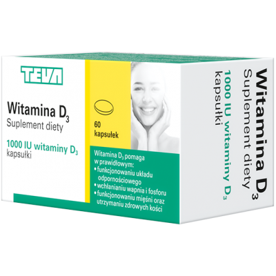 Miniaturka artykułu - Witamina D3 1000 IU - 60kapsułek