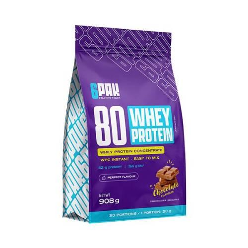 Miniaturka artykułu - 6Pak Nutrition 80 Whey Protein smak czekoladowy, 908 g