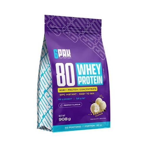 Miniaturka artykułu - 6Pak Nutrition 80 Whey Protein smak waniliowy, 908 g