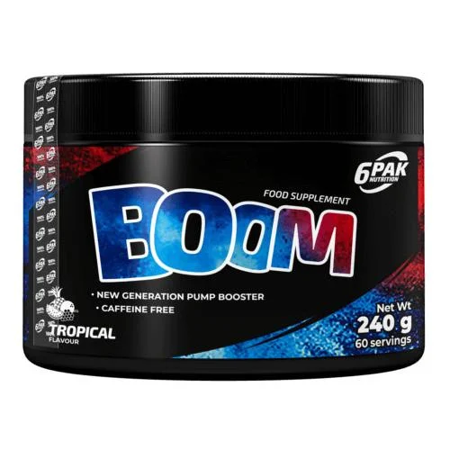 Miniaturka artykułu - 6pak Nutrition Boom smak tropikalny, 240 g KR&Oacute;TKA DATA 31.10.2026