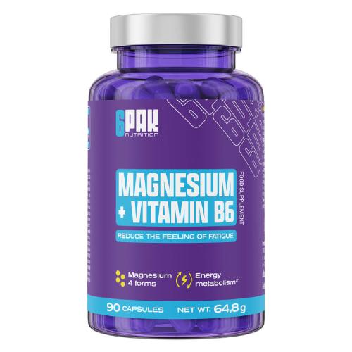 Miniaturka artykułu - 6Pak Nutrition Magnesium + Vitamin B6, 90 kaps.