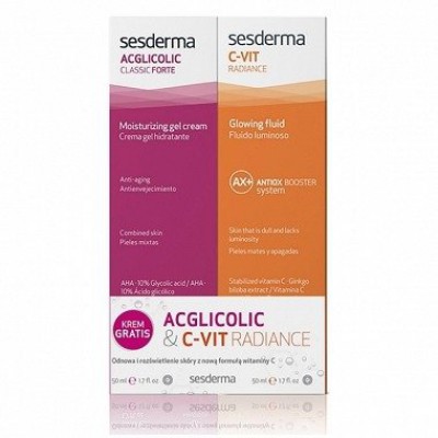 Miniaturka artykułu - SESDERMA Zestaw ACGLICOLIC Krem, 50ml + C-VIt RADIANC Krem, 50ml