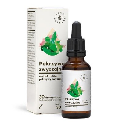 Miniaturka artykułu - AURA HERBALS Pokrzywa zwyczajna - ekstrakt 4:1 1000mg - krople (30ml)