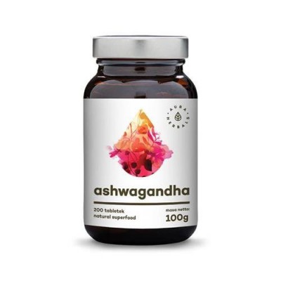 Miniaturka artykułu - AURA HERBALS Ashwagandha - tabletki (100g) - ok. 200 tabletek