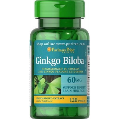 Miniaturka artykułu - Puritan's Pride Ginkgo Biloba Ekstrakt 60 mg - 120 tabletek