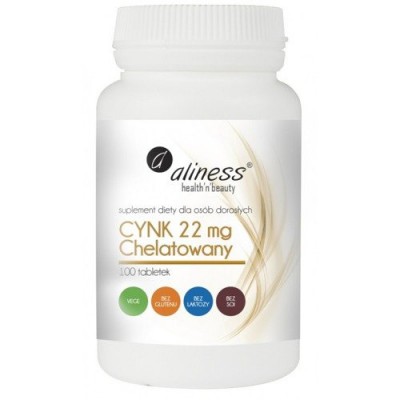 Miniaturka artykułu - ALINESS Cynk Chelatowany 22mg - 100tabl