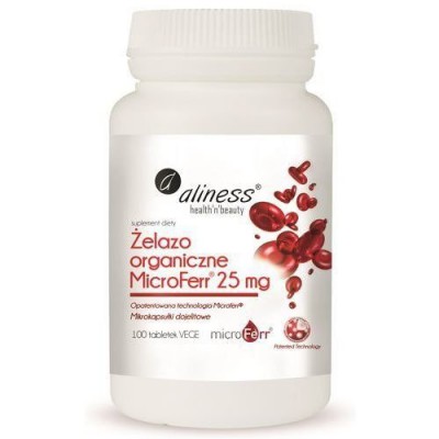 Miniaturka artykułu - ALINESS Żelazo organiczne 25mg - 100 tabletek