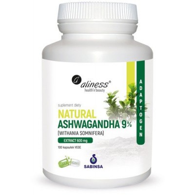 Miniaturka artykułu - ALINESS Natural Ashwagandha 600 mg 9% - 100 kapsułek