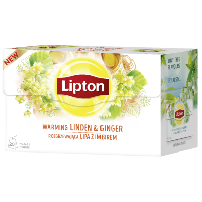 Miniaturka artykułu - Lipton herbata Rozgrzewająca Lipa z Imbirem - 20 torebek
