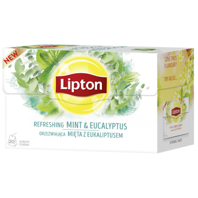 Miniaturka artykułu - Lipton herbata Orzeźwiająca Mięta z Eukaliptusem - 20 torebek