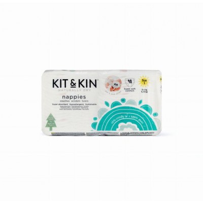 Miniaturka artykułu - KIT&KIN Pieluchy rozmiar 1/ 2-6 kg - 40 sztuk 