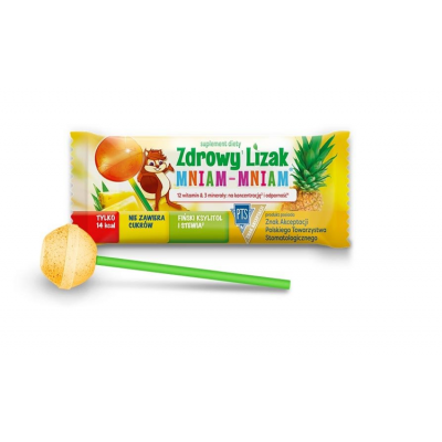 Miniaturka artykułu - Zdrowy lizak Mniam-Mniam Ananas kształt kulki - 1szt