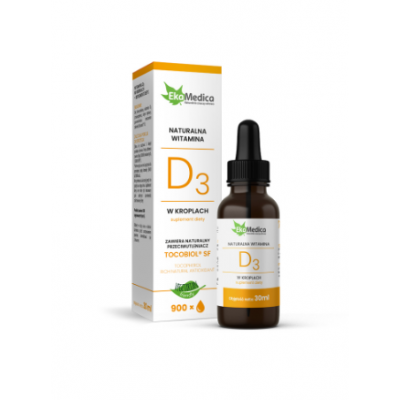 Miniaturka artykułu - Witamina D3 krople - 30 ml Ekamedica