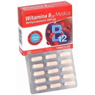 Miniaturka artykułu - Witamina B12 Medica Methyl.500ug 30 kapsułek