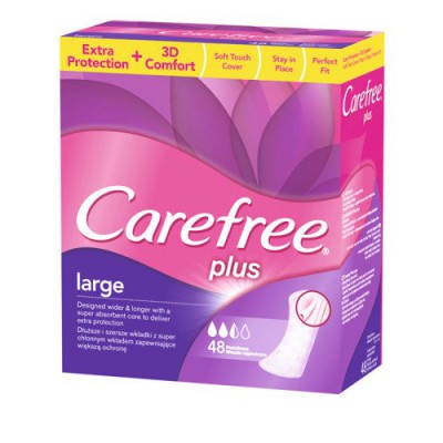 Miniaturka artykułu - Wkładki higieniczne CAREFREE PLUS LARGE 48 sztuk