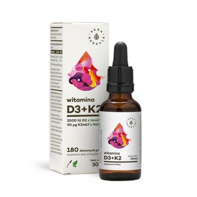 Miniaturka artykułu - AURA HERBALS Witamina D3 + K2MK7 - 30ml
