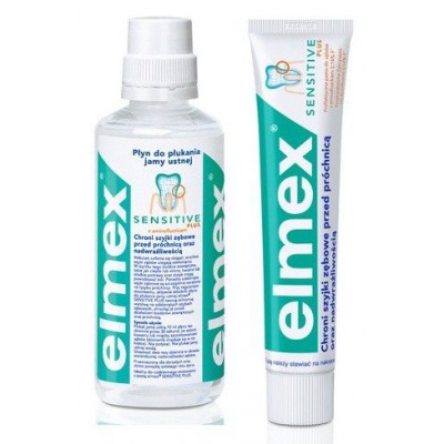 Miniaturka artykułu - ELMEX SENSITIVE zestaw płyn do płukania ust 400ml + pasta do zęb&oacute;w 75ml