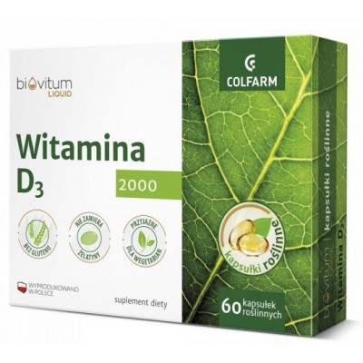 Miniaturka artykułu - Biovitum Liquid Witamina D3 2000, 60 kapsułek