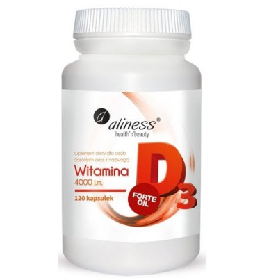Miniaturka artykułu - Aliness Witamina D3 Forte Oil, 120 kapsułek
