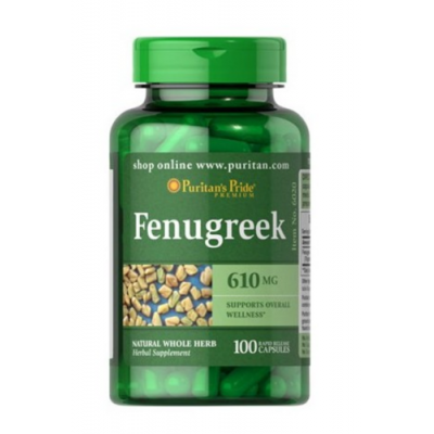 Miniaturka artykułu - Puritan's Pride Fenugreek Kozieradka Pospolita 610mg, 100 kaps.