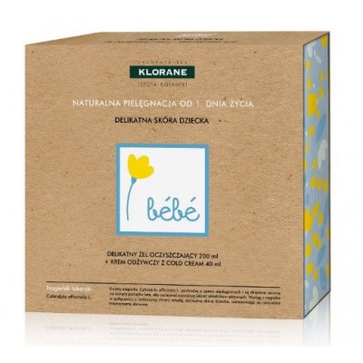 Miniaturka artykułu - KLORANE ZESTAW BEBE Żel oczyszczający, 200ml + krem odżywczy z cold cream, 40ml 