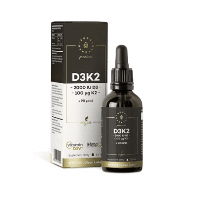 Miniaturka artykułu - Aura Herbals MenaQ7 Premium Witamina D3 + K2, 50ml