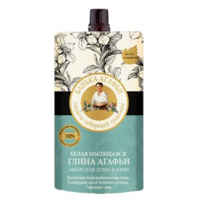 Miniaturka artykułu - Babuszka Agafia  Mydło do ciała i włos&oacute;w biała glinka, 100ml