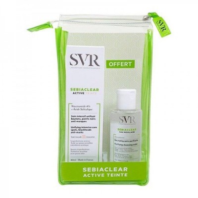 Miniaturka artykułu - SVR SEBIACLEAR Zestaw Krem Active Teinte, 40 ml + Woda micelarna, 75 ml
