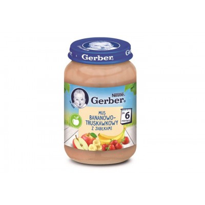 Miniaturka artykułu - GERBER Mus bananowo-truskawkowy z jabłkami, 190g