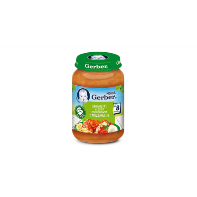 Miniaturka artykułu - GERBER Spaghetti w sosie pomidorowym z mozzarellą, 190g