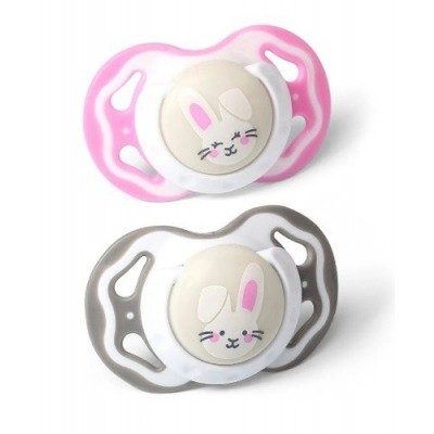 Miniaturka artykułu - BABYONO Smoczek symetryczny silikonowy 3-6m, KR&Oacute;LIKI 2 sztuki