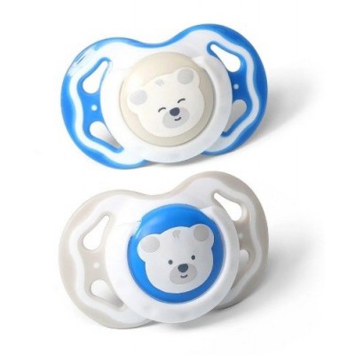 Miniaturka artykułu - BABYONO Smoczek symetryczny silikonowy 6-18m, MISIE, 2 sztuki