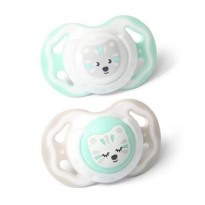 Miniaturka artykułu - BABYONO Smoczek symetryczny silikonowy 0-3m, 2 sztuki