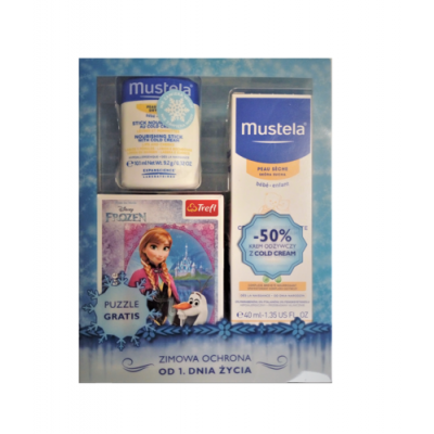 Miniaturka artykułu - MUSTELA Zimowa Ochrona Zestaw Krem odżywczy, 40 ml + Sztyft Ochronny, 10 ml + Puzzle Kraina Lodu