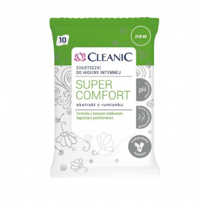 Miniaturka artykułu - CLEANIC Super Comfort Chusteczki do higieny intymnej, 10 szt.