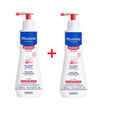 Miniaturka artykułu - MUSTELA Łagodzący żel do mycia, 2x300 ml 