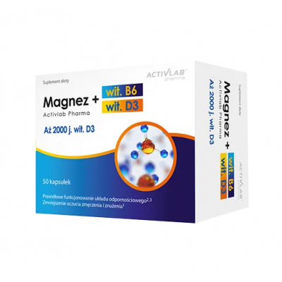 Miniaturka artykułu - ACTIVLAB Magnez B6 + D3, 50 kaps.