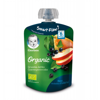 Miniaturka artykułu - Gerber ORGANIC Deserek gruszka, jabłko czarna porzeczka, 90 g