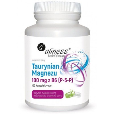 Miniaturka artykułu - ALINESS Taurynian magnezu 100mg z B6, 100 kapsułek