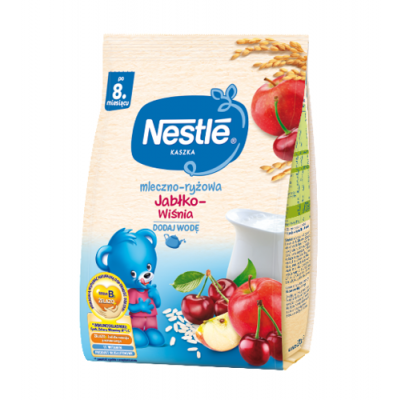 Miniaturka artykułu - NESTLE kaszka mleczno-ryżowa jabłko wiśnia, 230g