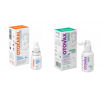 Miniaturka artykułu - Otoxaral krople do uszu, 10 ml + Otovax spray do higieny uszu, 20 ml